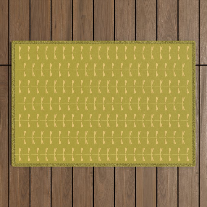 Dragonfly Pattern XV Chartreuse Green Outdoor Rug Gallery Image 1