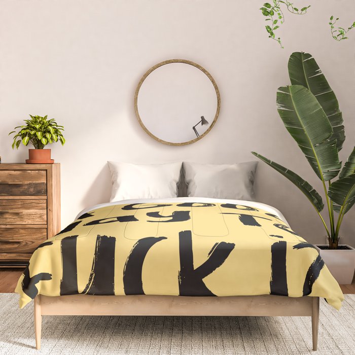 What a Good day To Fuck It. Typography Funny Saying, Phrase Quote Carefree Childlike, Handwritten Post-it Note Comforter Gallery Image 3