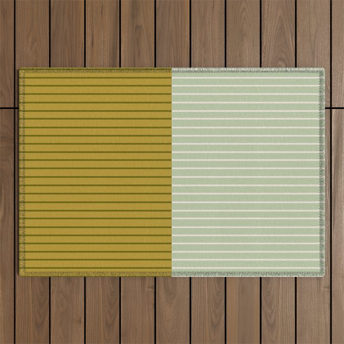 Color Block Lines XXI Moss Outdoor Rug Gallery Image 1