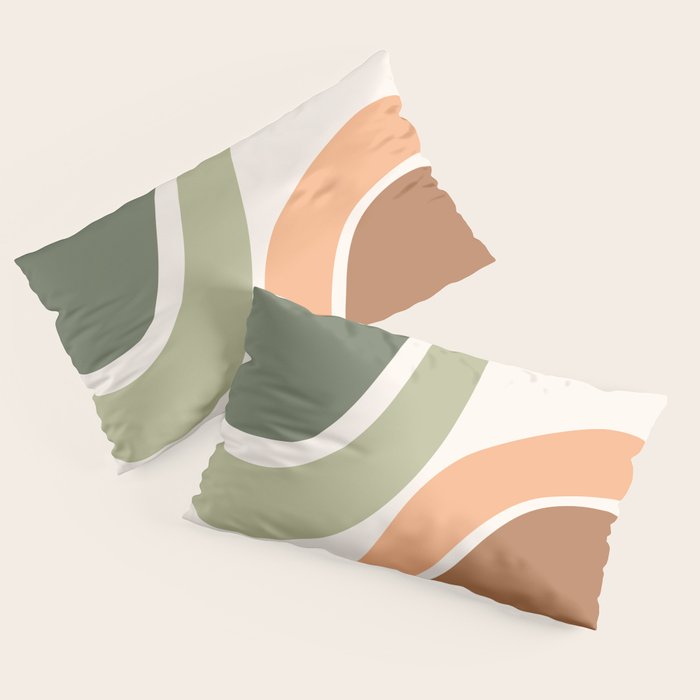 Abstract Shapes 55 in Sage Green and Terracotta (Rainbow Abstraction) Pillow Sham Gallery Image 2