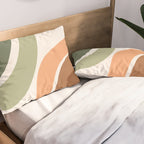 Abstract Shapes 55 in Sage Green and Terracotta (Rainbow Abstraction) Pillow Sham Gallery Image 2