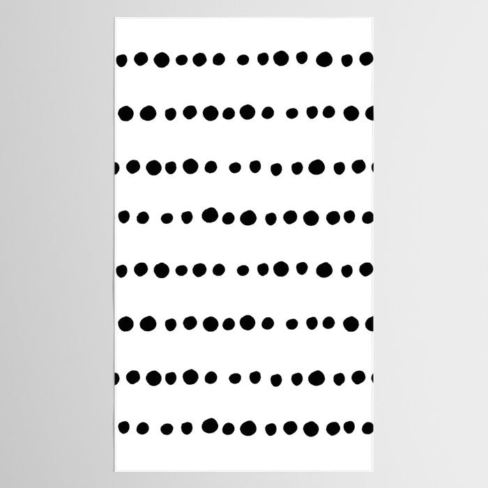 Spotted, Mudcloth, White and Black, Boho Print Tablecloth Gallery Image 2