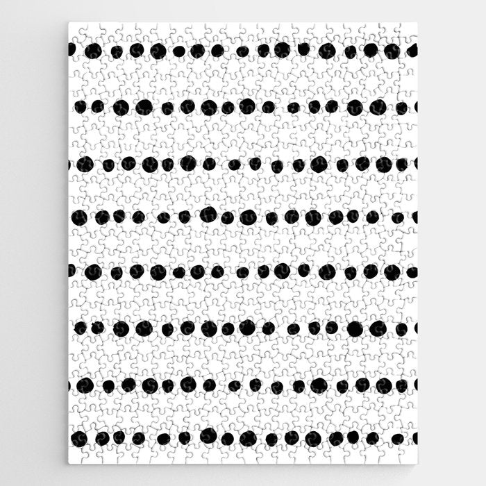 Spotted, Mudcloth, White and Black, Boho Print Jigsaw Puzzle Gallery Image 1