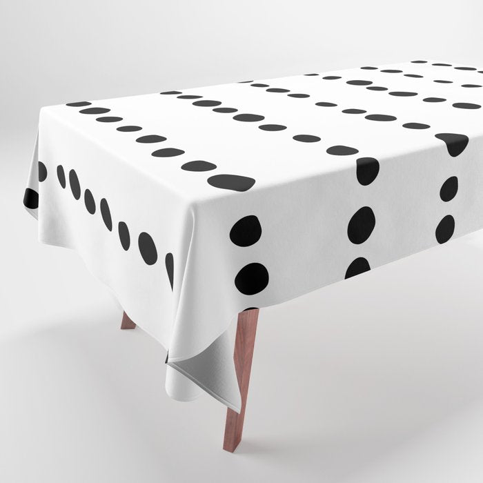Spotted, Mudcloth, White and Black, Boho Print Tablecloth Gallery Image 1