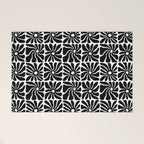 Black and white retro flower art pattern Welcome Mat Gallery Image 1