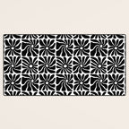Black and white retro flower art pattern Desk Mat Gallery Image 3