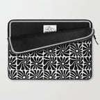 Black and white retro flower art pattern Laptop Sleeve Gallery Image 2