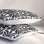 Black and white retro flower art pattern Pillow Sham Gallery Image 3