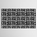 Black and white retro flower art pattern Tablecloth Gallery Image 2