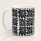 Black and white retro flower art pattern Coffee Mug Gallery Image 3