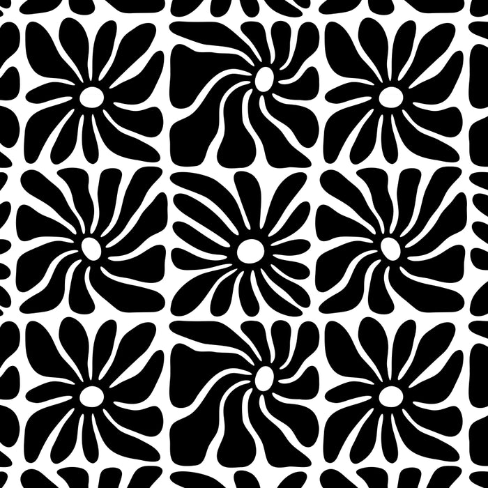 Black and white retro flower art pattern Coffee Mug Gallery Image 2