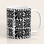Black and white retro flower art pattern Coffee Mug Gallery Image 1