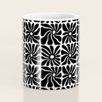 Black and white retro flower art pattern Coffee Mug Gallery Image 4