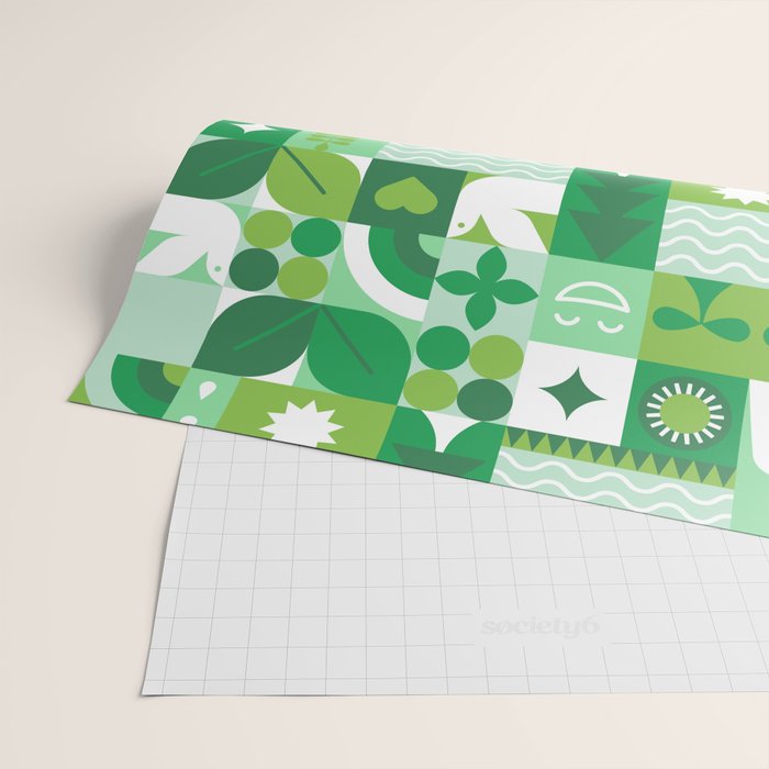 Green eco friendly geometric mosaic art pattern Wrapping Paper Gallery Image 2