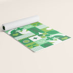 Green eco friendly geometric mosaic art pattern Yoga Mat Gallery Image 2