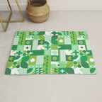 Green eco friendly geometric mosaic art pattern Rug Gallery Image 1
