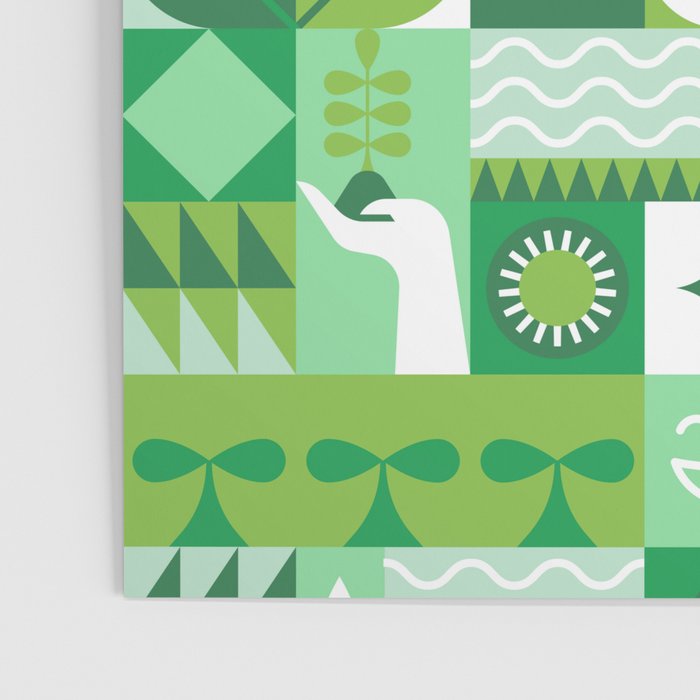 Green eco friendly geometric mosaic art pattern Poster Gallery Image 3