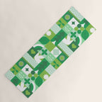 Green eco friendly geometric mosaic art pattern Yoga Mat Gallery Image 1