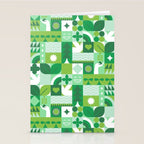 Green eco friendly geometric mosaic art pattern Stationery Card Gallery Image 2