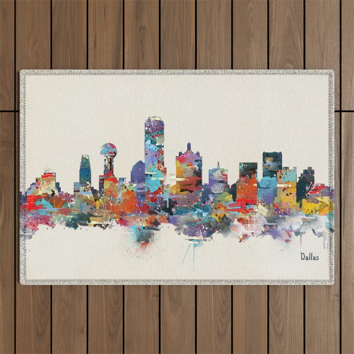 dallas texas skyline Outdoor Rug Gallery Image 1