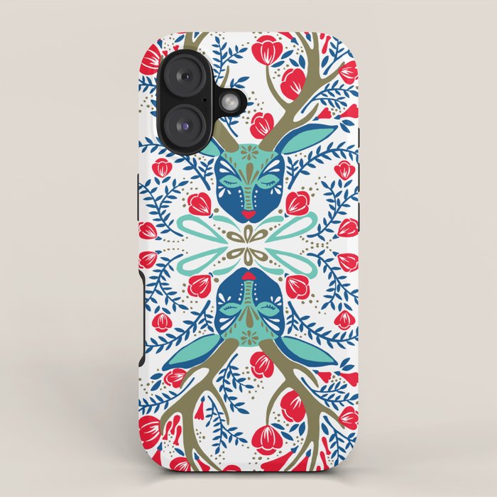 Floral Antlers - Red & Navy iPhone Case Gallery Image 1