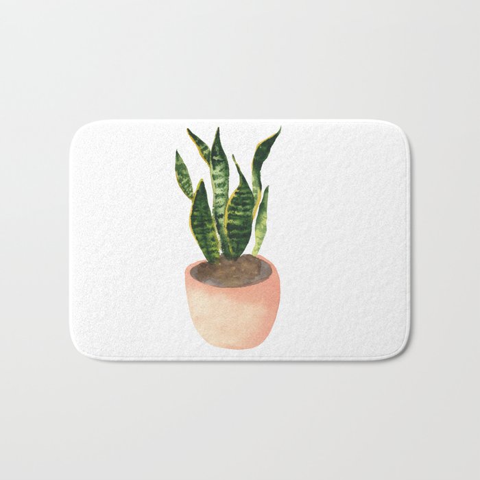 Snake plant watercolor painting Bath Mat Gallery Image 1
