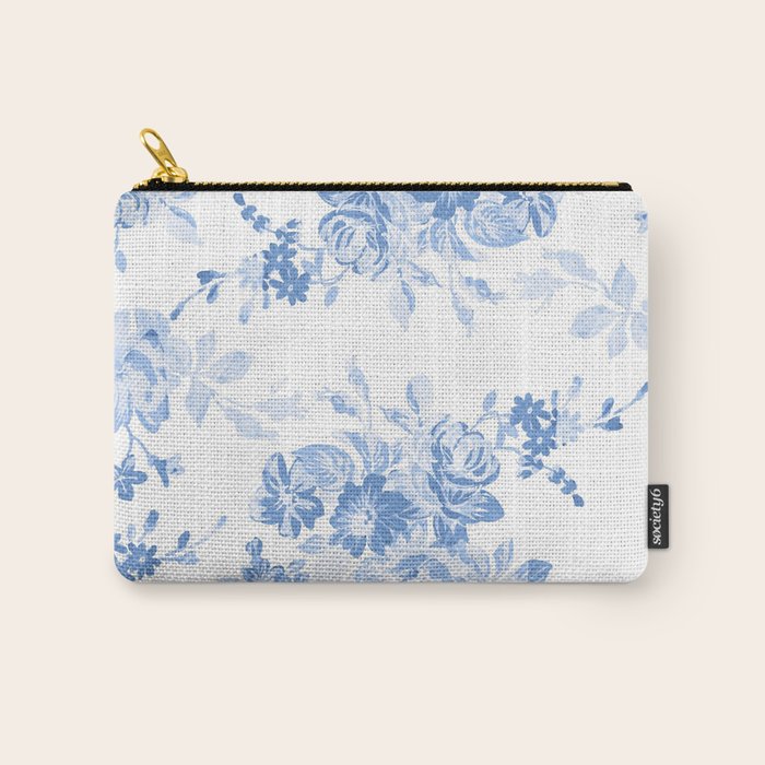 Modern navy blue white watercolor elegant floral Carry All Pouch Gallery Image 1