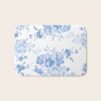 Modern navy blue white watercolor elegant floral Bath Mat Gallery Image 1