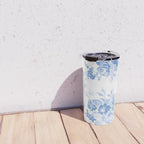 Modern navy blue white watercolor elegant floral Travel Mug Gallery Image 4