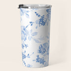 Modern navy blue white watercolor elegant floral Travel Mug Gallery Image 3