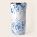 Modern navy blue white watercolor elegant floral Travel Mug Gallery Image 1