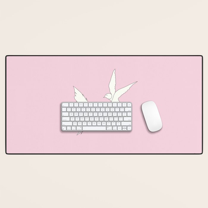 Two Swallows Line Art Desk Mat Gallery Image 1