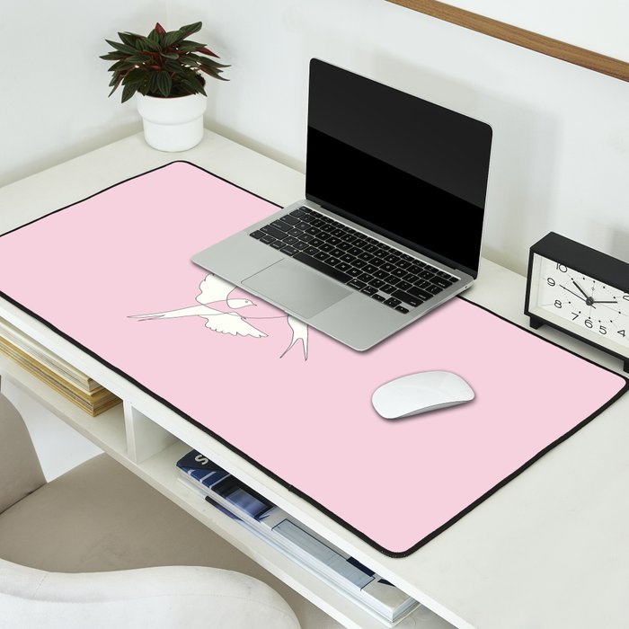 Two Swallows Line Art Desk Mat Gallery Image 2