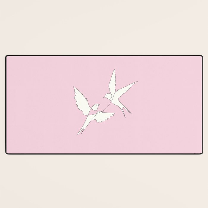 Two Swallows Line Art Desk Mat Gallery Image 3