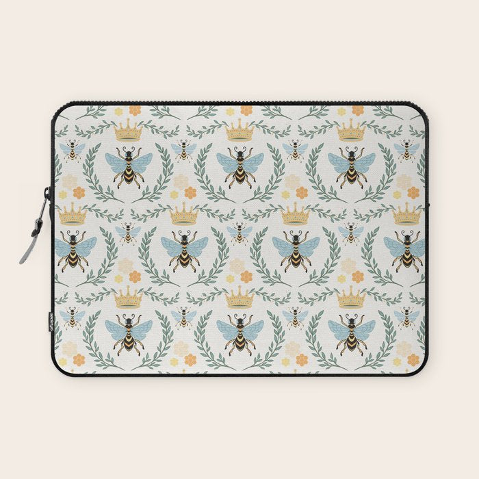 Queen Bee with Gold Crown and Laurel Frame Laptop Sleeve Gallery Image 1