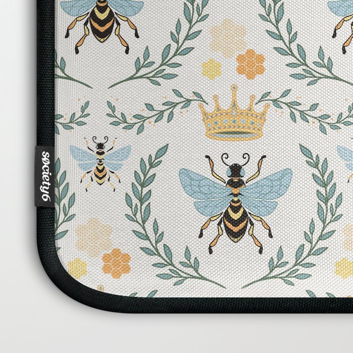 Queen Bee with Gold Crown and Laurel Frame Laptop Sleeve Gallery Image 3