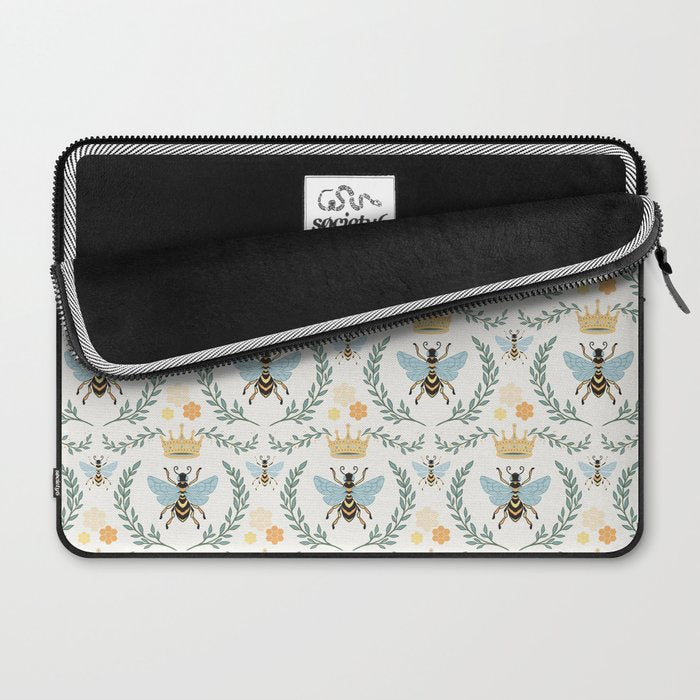 Queen Bee with Gold Crown and Laurel Frame Laptop Sleeve Gallery Image 2