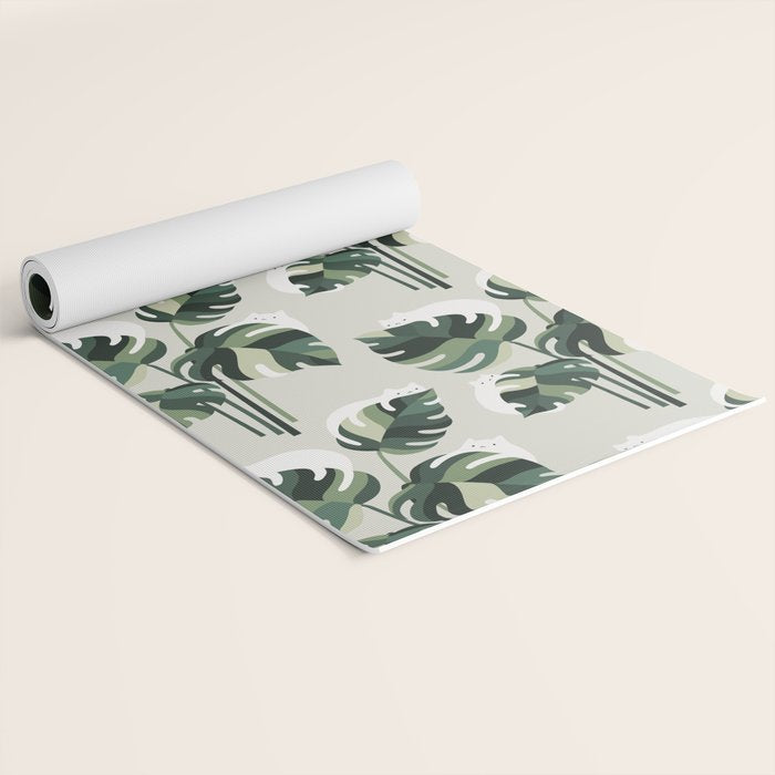 Cat and Plant 11 Pattern Yoga Mat Gallery Image 2