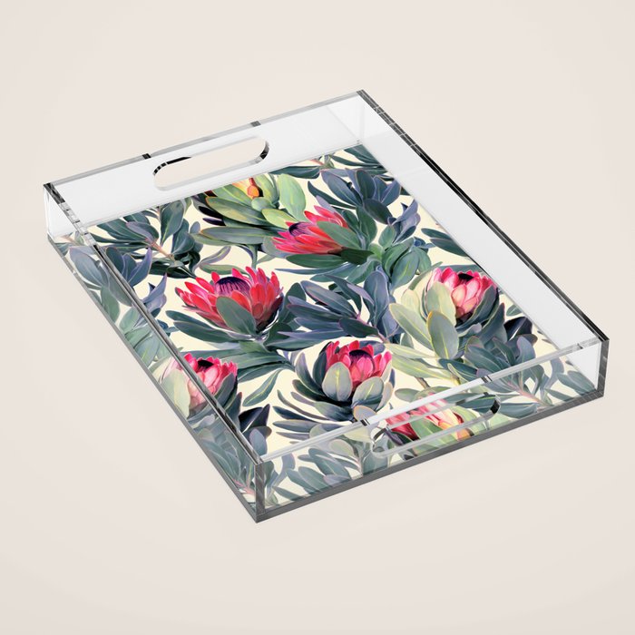 Painted Protea Pattern Acrylic Tray Gallery Image 1