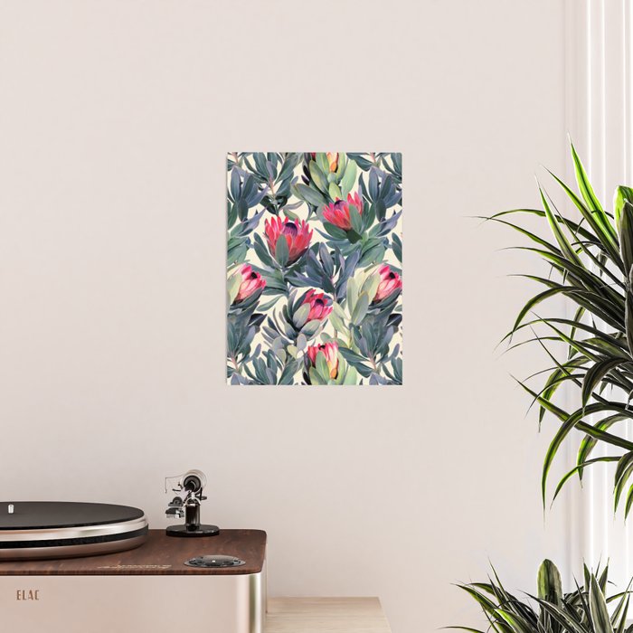 Painted Protea Pattern Poster Gallery Image 2