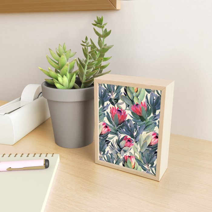 Painted Protea Pattern Mini Art Print Gallery Image 2