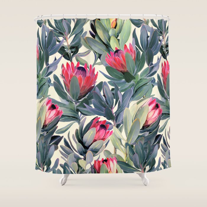 Painted Protea Pattern Shower Curtain Gallery Image 1