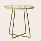Kicking off some magic // white background white and grey unicorns aqua and mint hearts clouds and rainbows golden lines Side Table Gallery Image 1