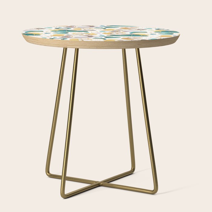 Kicking off some magic // white background white and grey unicorns aqua and mint hearts clouds and rainbows golden lines Side Table Gallery Image 1