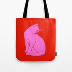 Pink Color Block Cat Tote Bag Gallery Image 1
