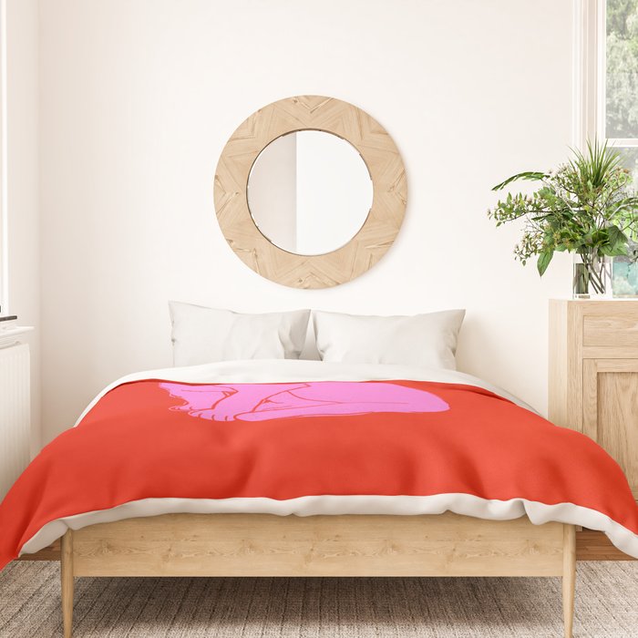 Pink Color Block Cat Duvet Cover Gallery Image 3