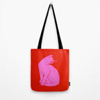 Pink Color Block Cat Tote Bag Gallery Image 2