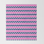 Hot Pink and Navy Blue Chevron Throw Blanket Gallery Image 2