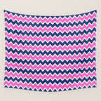 Hot Pink and Navy Blue Chevron Wall Tapestry Gallery Image 4