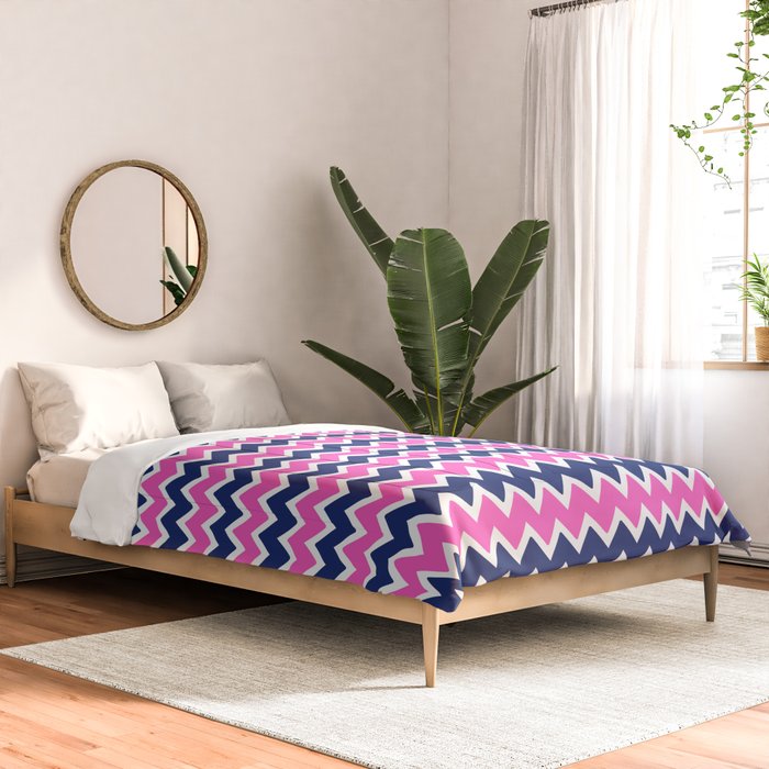 Hot Pink and Navy Blue Chevron Comforter Gallery Image 2